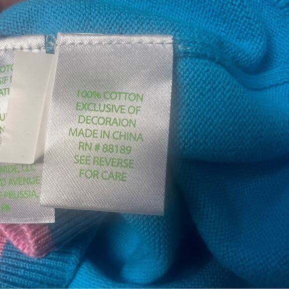 Lilly Pulitzer NWT girls M Mini Charlton Sweater Turquoise Oasis - Picture 4 of 6